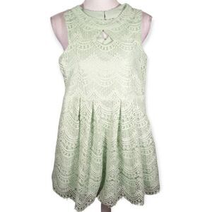KNITWORKS MINT LACE OVERLAY DRESS SZ.10 GIRLS EUC